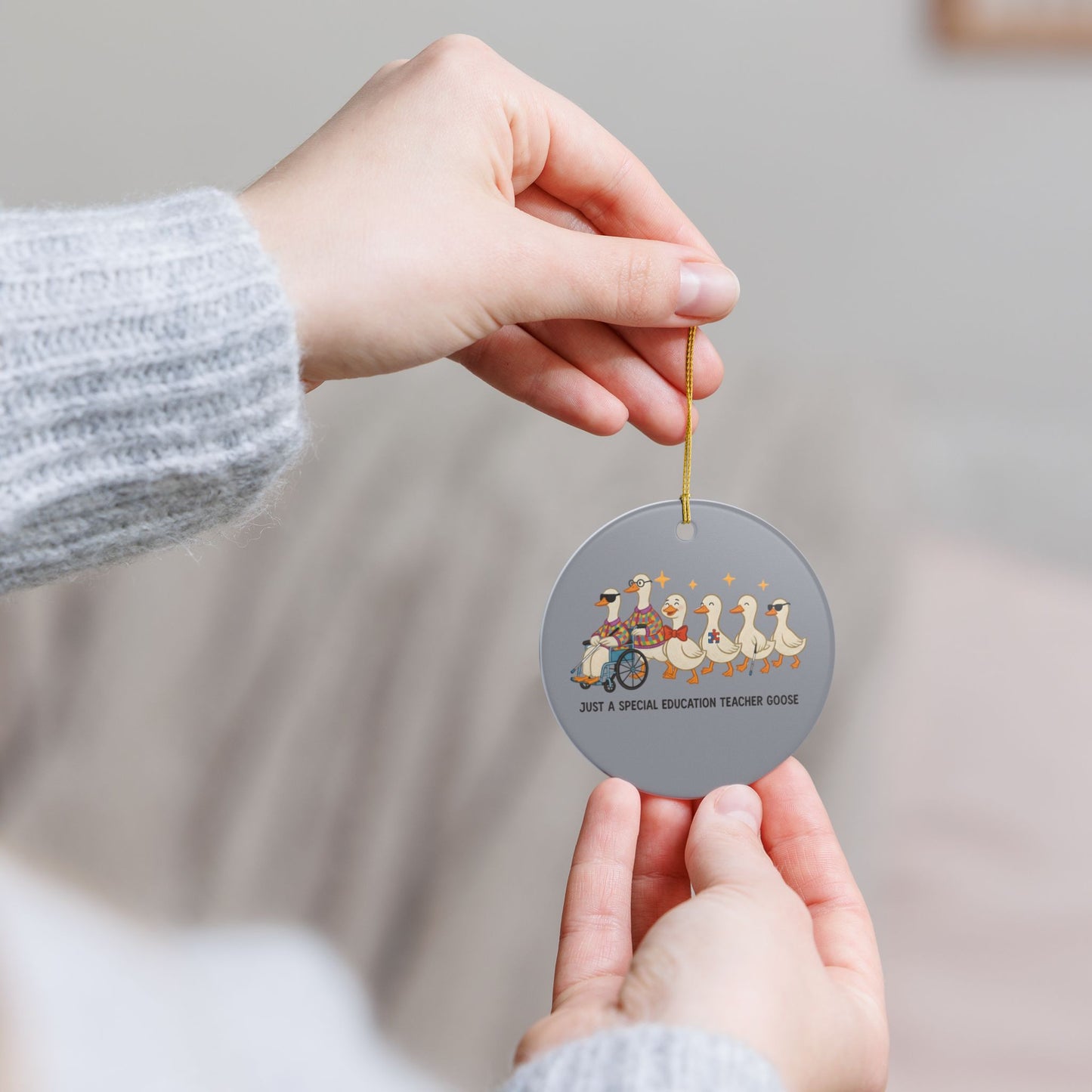 Ceramic Teacher Goose Ornament