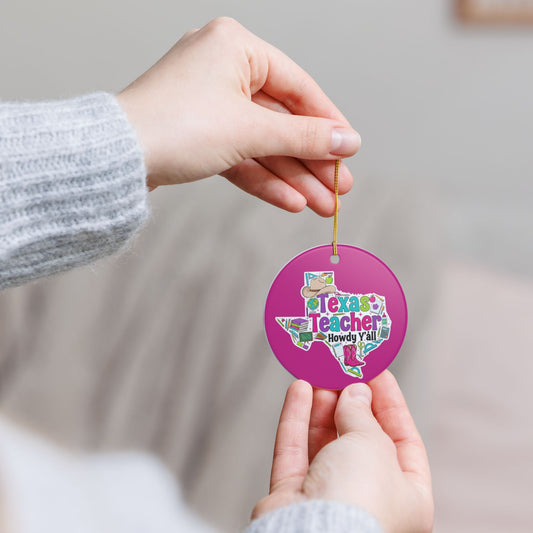 Texas Teacher Ceramic Ornament